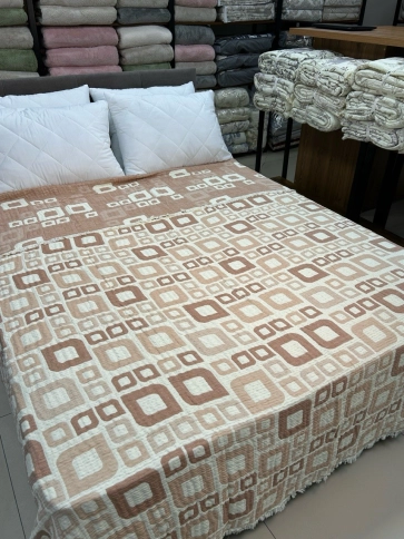 Муслиновый плед КВАДРАТЫ терракотовый  200*230 фото 1